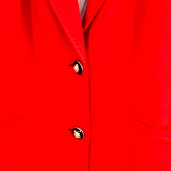 Talbots Womens orange Blazer Jacket Size 10 Cotton Blend crest Button lined - Picture 7 of 14